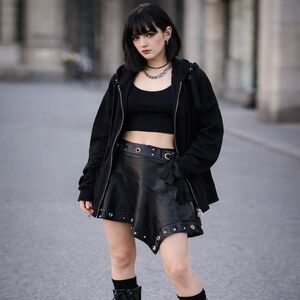 Free People We The Free Gothic Faux Leather Grommet Wrap Mini Skirt Black  12